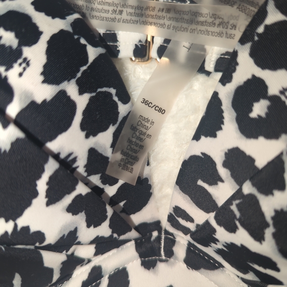 Victoria's Secret Black and White Bikini Leopard 36 C Push Up Top Sexy Swimwear - Picture 2 of 3